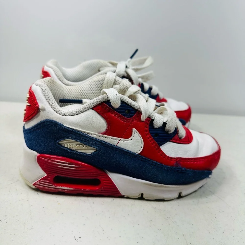 NIKE Air Max 90 Red White Blue DA9055-100 Size Youth 11C